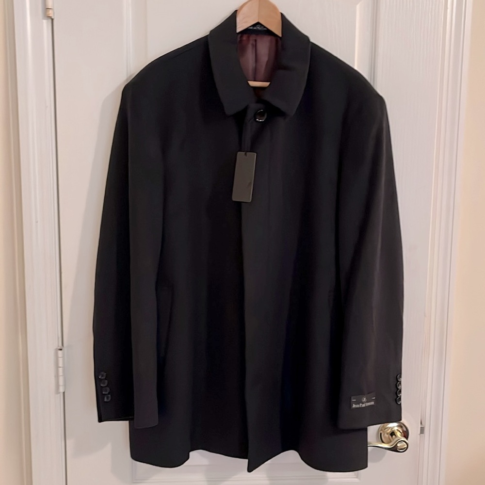 NWT Jean-Paul Germain Black Classic-Fit Tyson Wool-Blend Top Coat, 46 SHORT